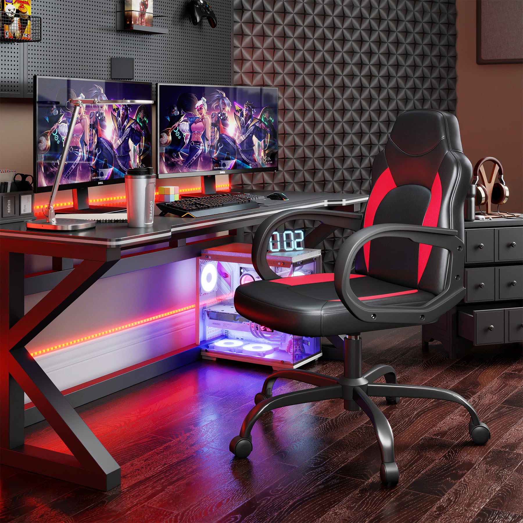 Ergonomic Gaming Office Chair with Lumbar Support - Red