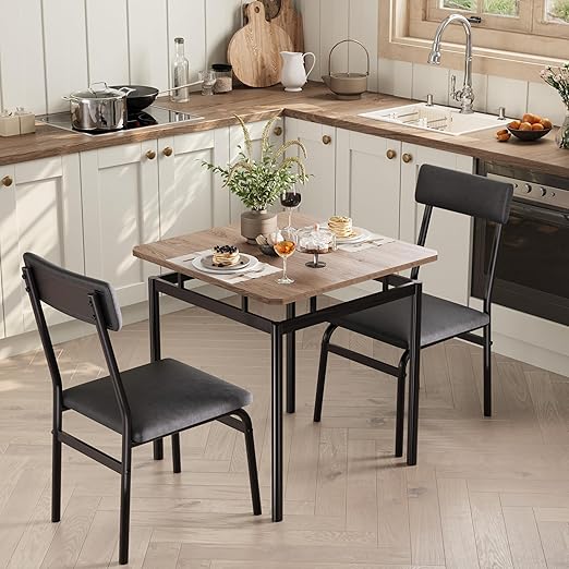 3-Piece Small Dining Table Set for 2 - Farmhouse Brown