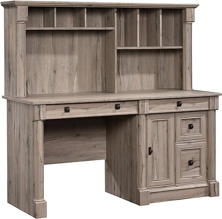 Palladia Desk with Hutch, L: 59.49" x W: 23.54" x H: 56.5", Vintage Oak Finish