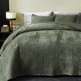 Velvet Quilt King Size, Oversized Bedspread Quilted Bedding Set, Luxurious Soft Coverlet