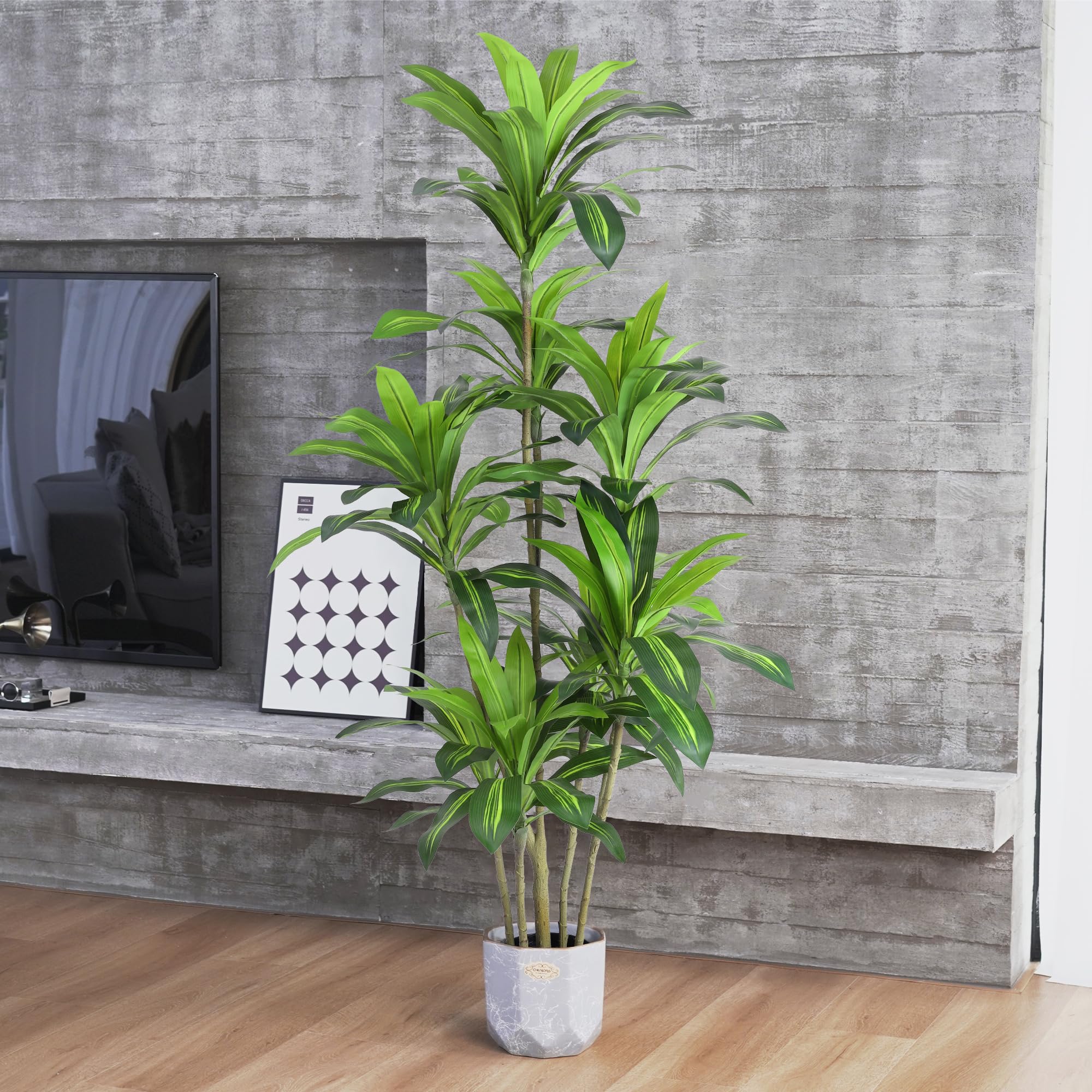 Waoops Artificial Plants 6Ft Dracaena Fragrans Faux Trees with 8 Heads Fake Tree for Home Decor Indoor or Outdoor Office Decoration Housewarming Gift
