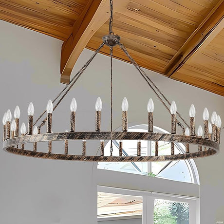 wagon wheel chandelier Bronze,patina color 20-Light Farmhouse wagon Wheel