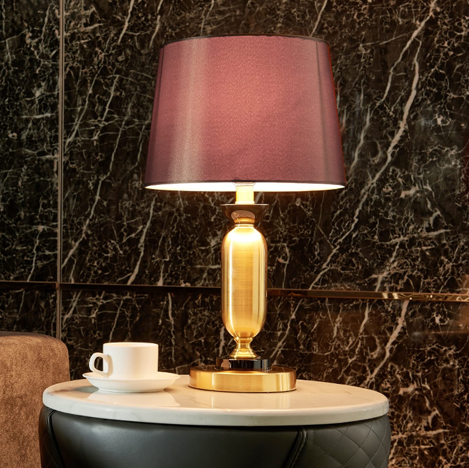 Modern Table Lamps Electroplated Iron Bedside Fabric Lampshade Simplicity Nightstand