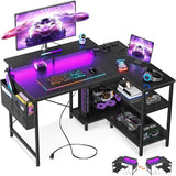 48 Inch Gaming Desk with USB Charging Ports and LED Lights