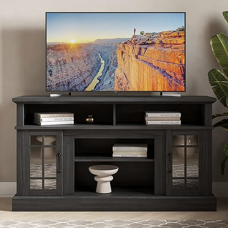 Traditional 58" Rustic TV Stand with 23" Electric Fireplace Heater