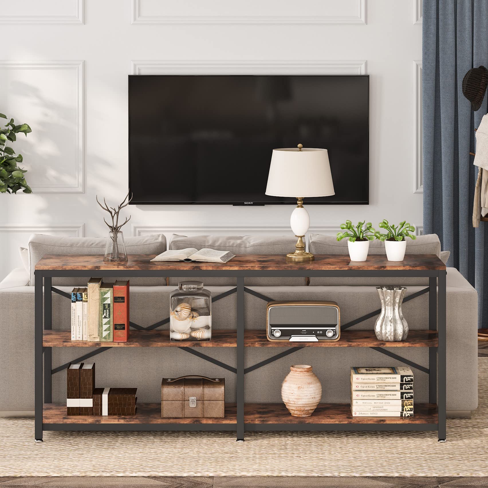 70.9 Inch Extra Long Console Table, Modern Sofa Table Behind Couch Table