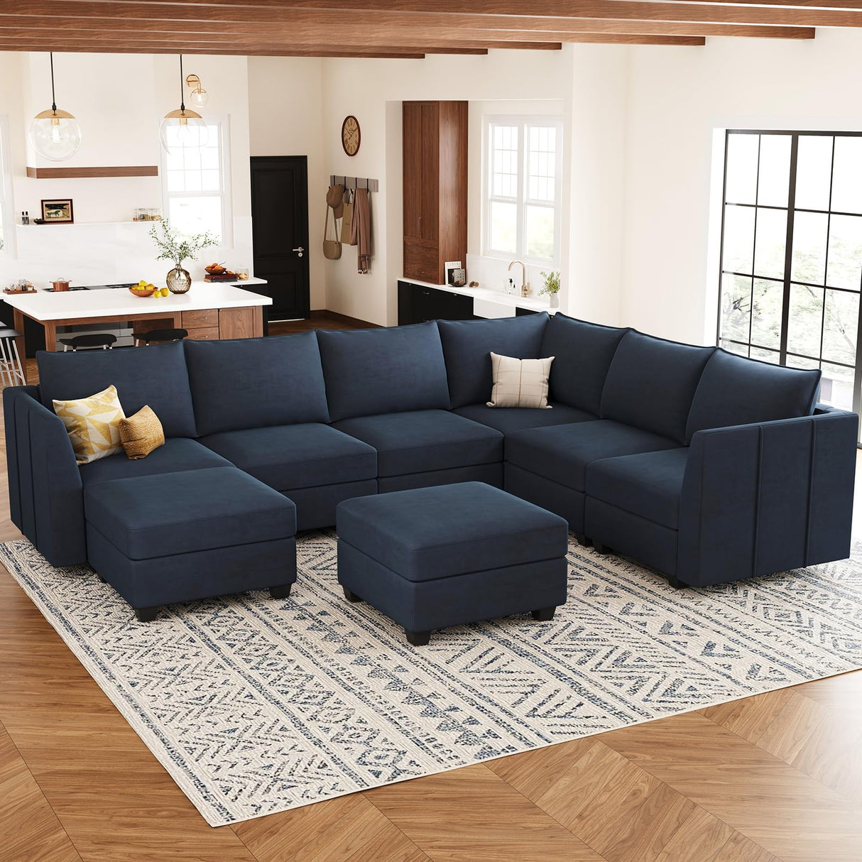 Oversized Modular Sectional Sofa Velvet U Shaped Couch