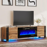 Fireplace TV Stand with 40" Fireplace, 80" Modern High Gloss Entertainment Center