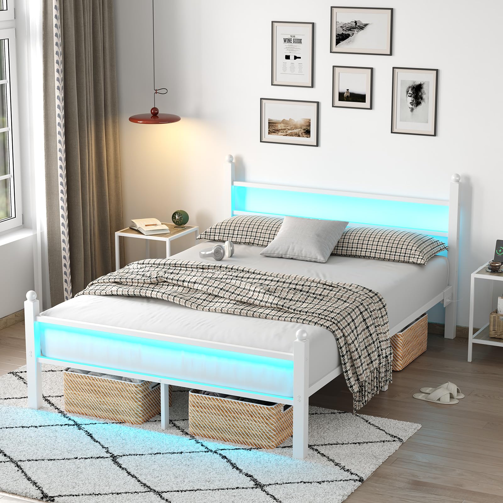Full Size Bed Frame with Headboard and Footboard