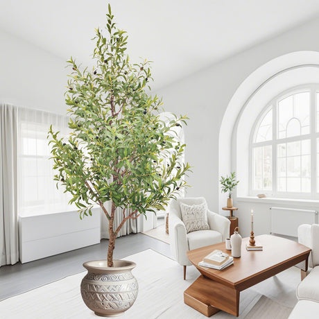 Olive Tree 7 Feet, Fake Faux Olive Trees Artificial Indoor, Large Tall Realistic Indoor Silk