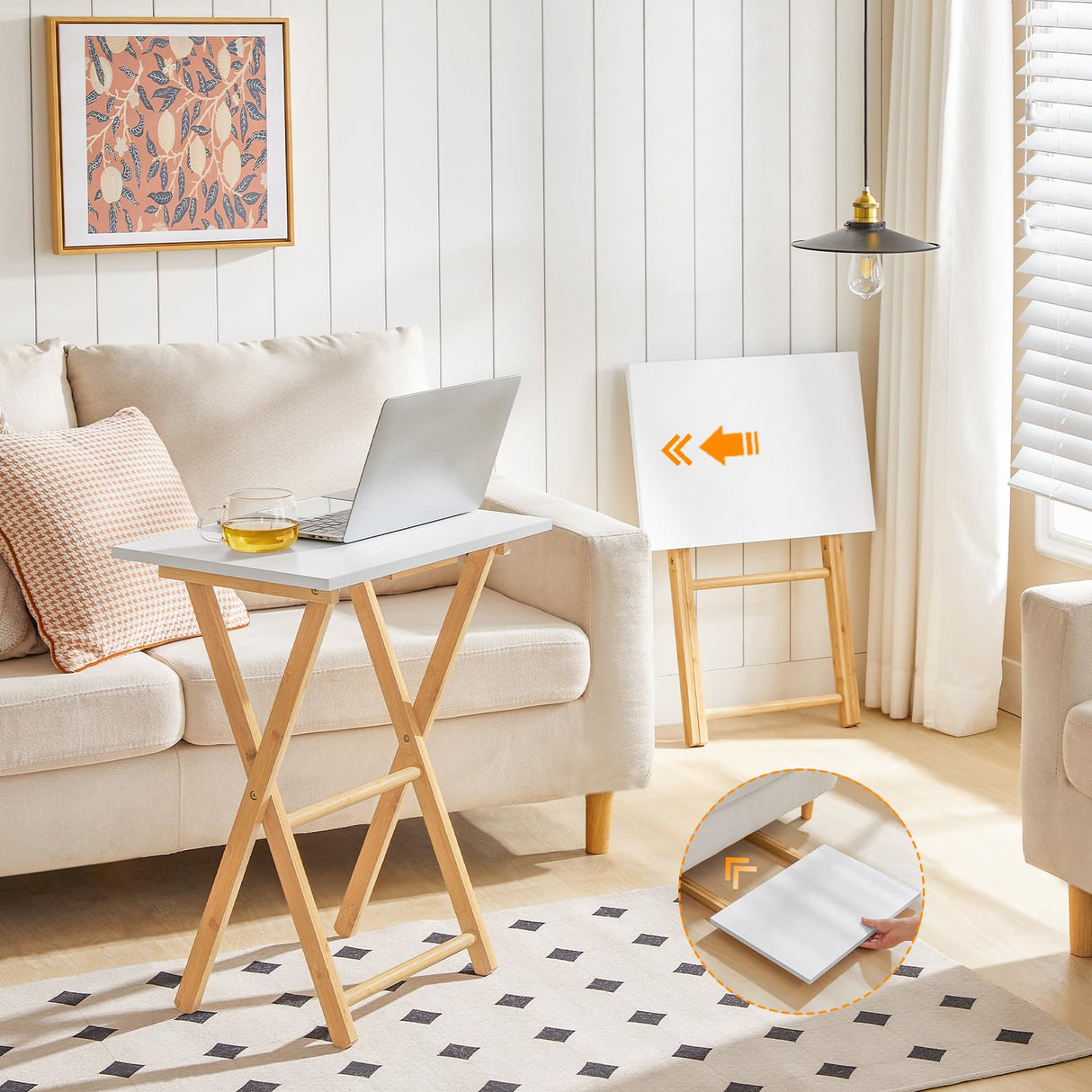 Folding TV Tray Table, Side Table for Small Space, Portable Snack Tables