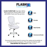 Flash Furniture Porter High-Back Swivel Office Chair with Adjustable Lumbar Support and Height, Ergonomic Mesh Desk Chair with Flip-Up Armrests, White