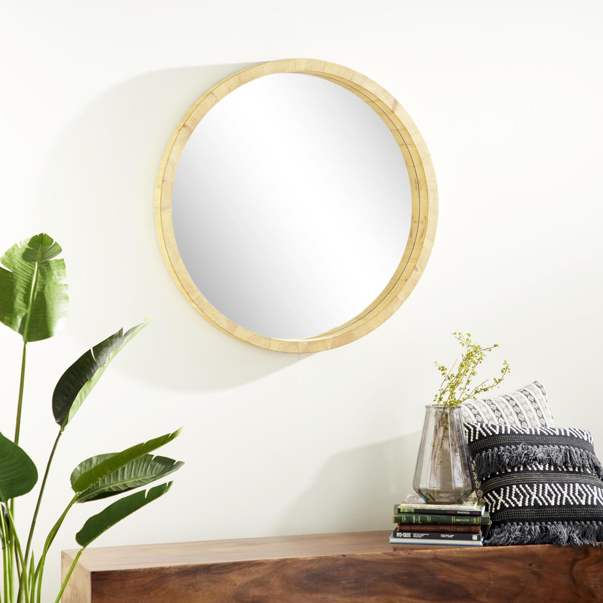 Wood Room Wall Mirror Minimalistic Entryway Mirror, Wall Mounted Mirror 40" x 3" x 40"