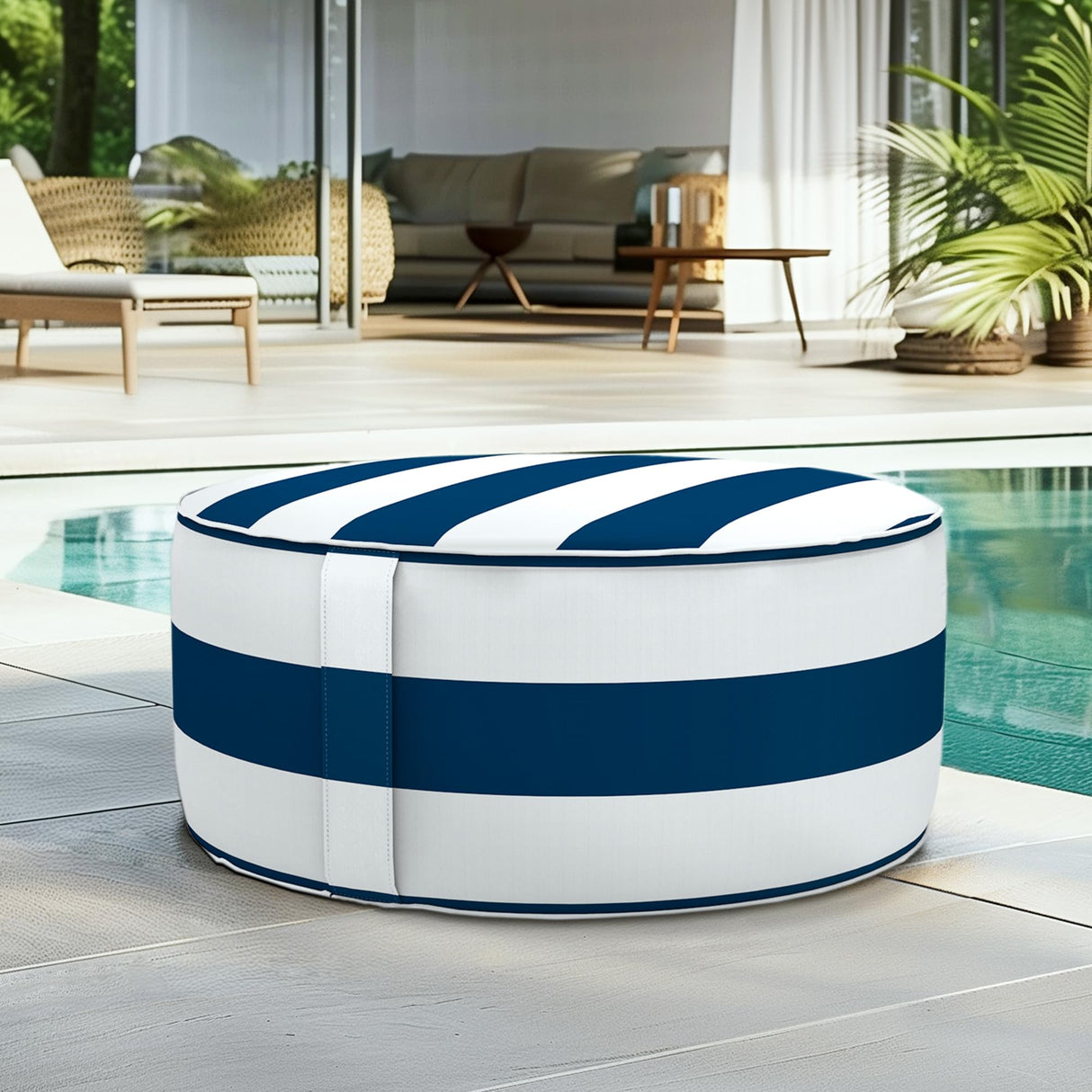 Outdoor Pouf Ottoman, Inflatable Ottomans for Patio, Porch and Beach