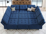 Storage Modular Sleeper Sofa Sectional Couch with Wide Chaises Convertible Sectional