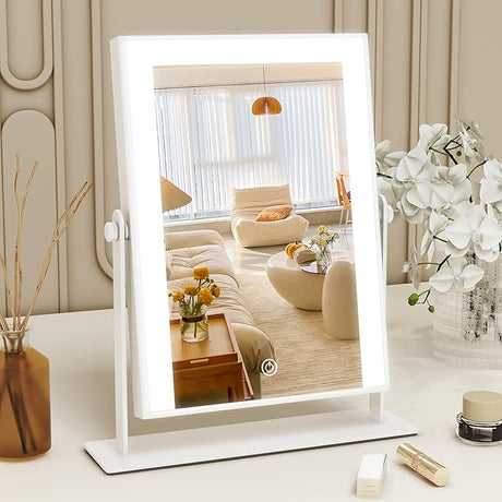 Vanity Mirror with Lights, 32" x 22" Large Lighted Vanity Mirror with Dimmable 3 Modes