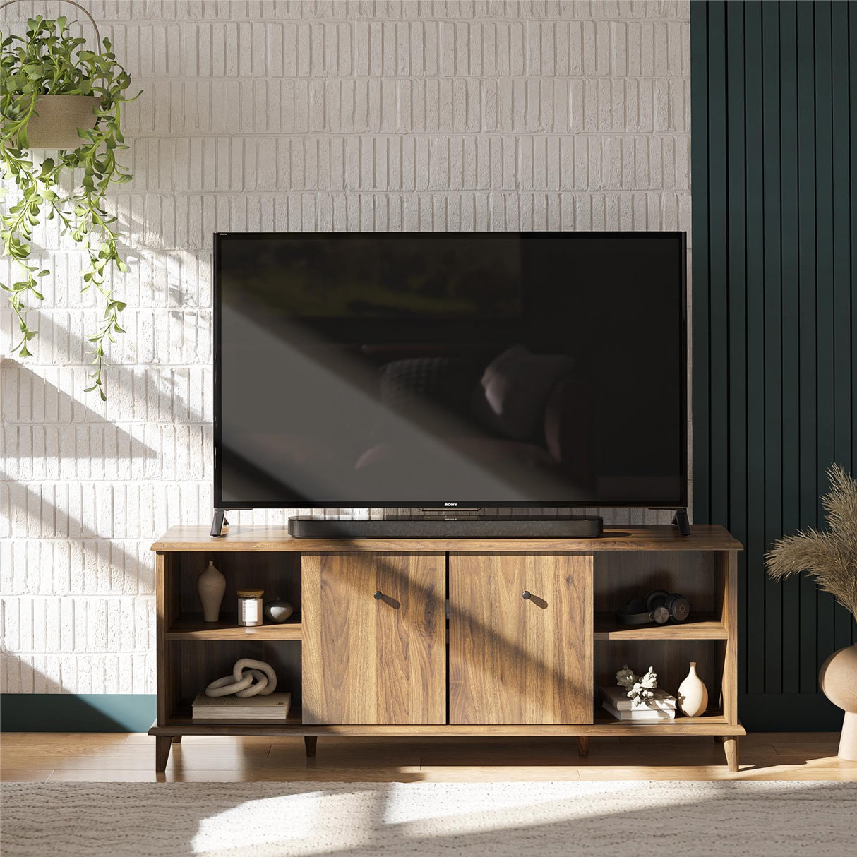 Farnsworth Stand for TVs up to 55", Walnut