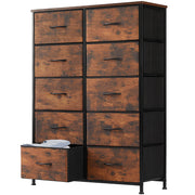 Dresser for Bedroom Storage Tower, Chest Fabric Bins Sturdy Metal Frame Wood Tabletop