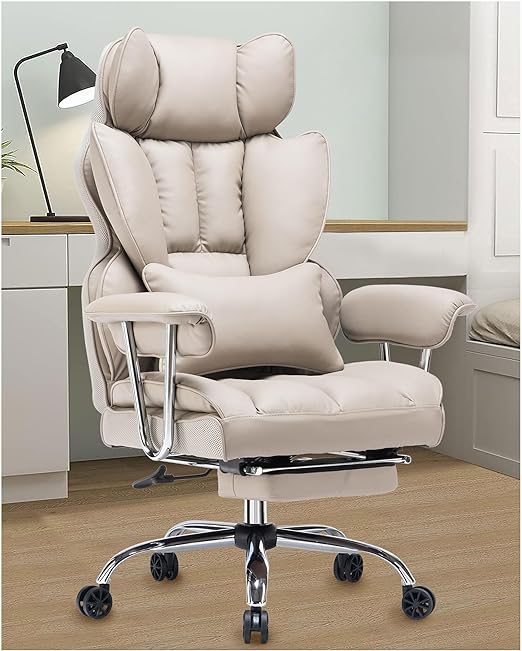 Desk Office Chair 400LBS, Big and Tall Office Chair, PU Leather Computer Chair, Executive