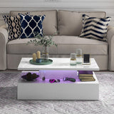 LED Coffee Table, Modern High Gloss Coffee Table w/ 20-Color LED Lights