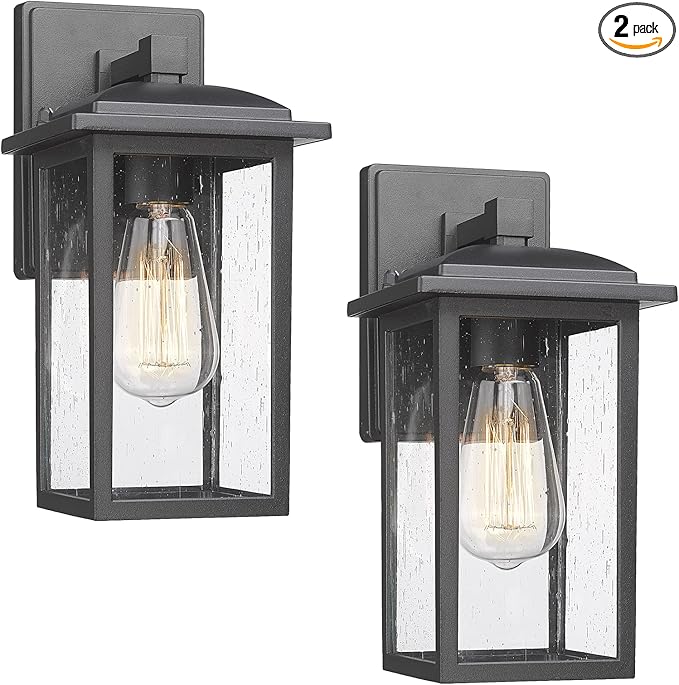 Outdoor Wall Sconces 2 Pack, Exterior Light Lantern Fixtures
