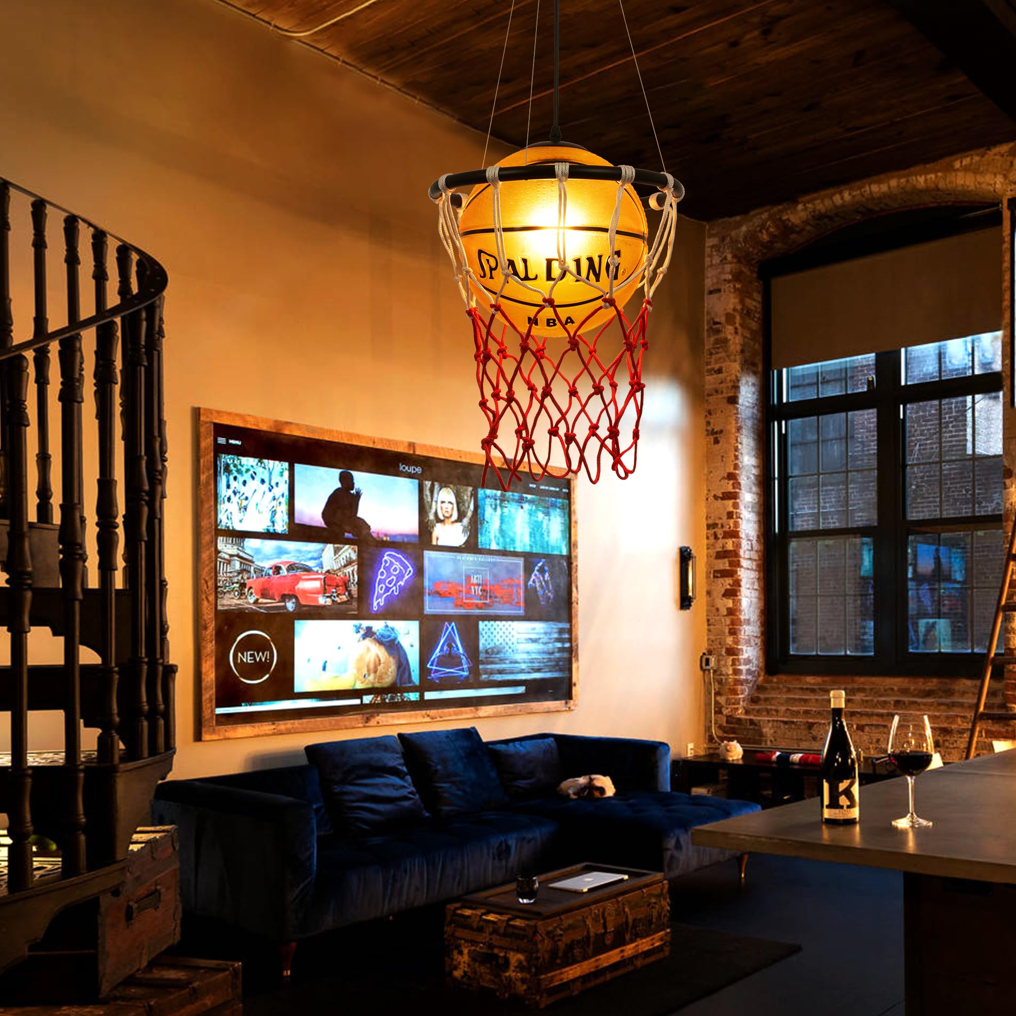 Retro Basketball Chandelier Pendant Light