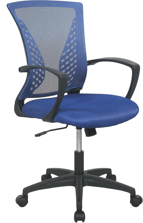 Office Chair Desk Chair Computer Chair Ergonomic Chair Adjustable Executive Mesh Mid Back with 360 Degree Swivel Wheels Lumbar Support Armrest (Black)