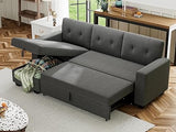 Modern Linen Upholstered Convertible Folding Futon Sofa Bed