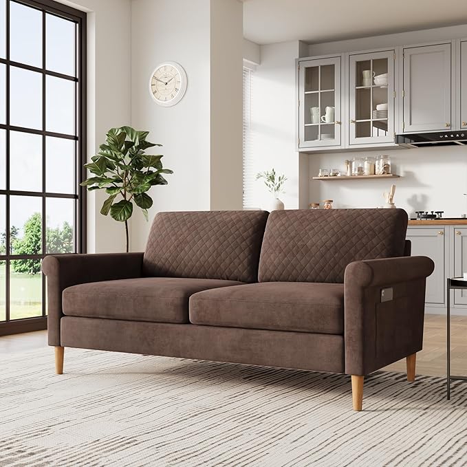 65" Blue Loveseat, Comfy Mid-Century Modern 2-Seat Sofa