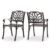 Studio Cast Aluminum Outdoor Dining Chairs | Set of 2 | Perfect for Patio | in Bronze