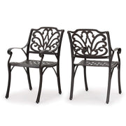 Studio Cast Aluminum Outdoor Dining Chairs | Set of 2 | Perfect for Patio | in Bronze
