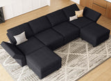 Belffin Modular Sectional Sofa Modern U Shaped Sectional Couch with Storage Seat Modular Couch Corduroy (Black, U Shape Sofa-1)