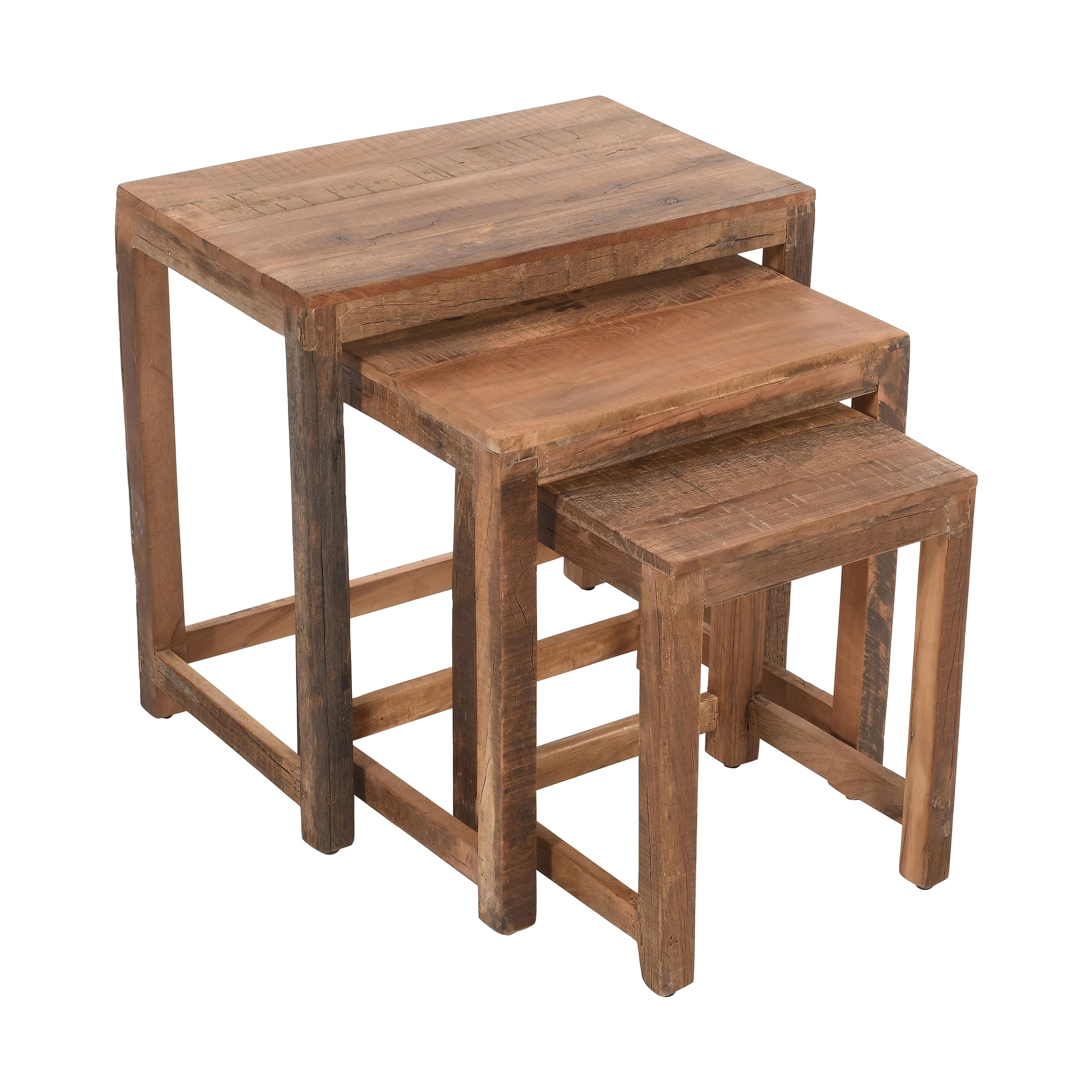Reclamation Rustic Reclaimed Solid Wood Three-Piece Nesting Tables