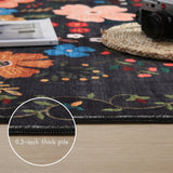 Boho Area Rug – Washable Floral Living Room Carpet, Non-Slip & Vintage Style