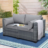 Outdoor Patio Loveseat Sofa, 2-Seater Small Couch, All Weather Wicker Love Seat Furniture