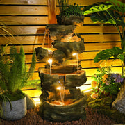 40.5" H Outdoor Garden Water Fountain 5 Tiers Large Cascading Rock Natural