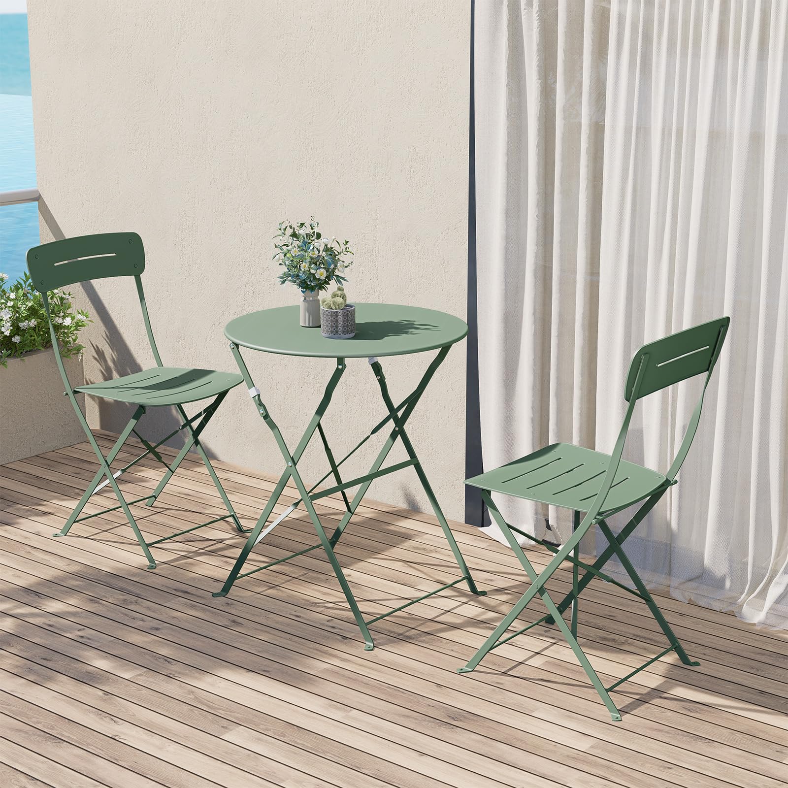 Premium Frame Patio Bistro Set, Colorful Folding Outdoor Patio Furniture Sets