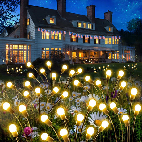 6-Pack Solar Garden Lights for Outdoor, 48 LED Firefly Solar Lights Sway