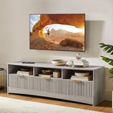 Fluted TV Stand for 50-65" TVs with Drawers and Open Shelf