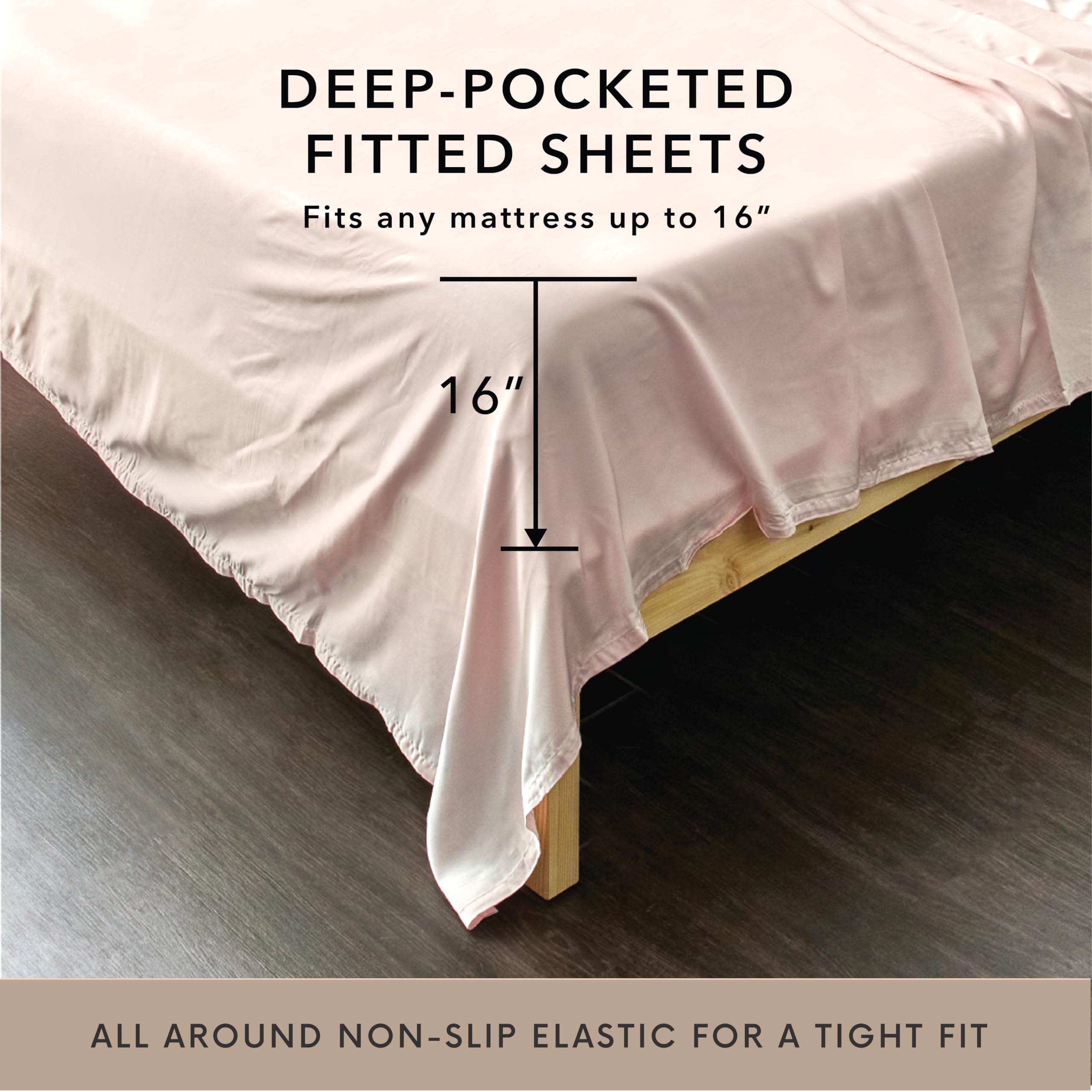 6 Piece King Size Sheets Set - 100% Viscose Made From Bamboo Sheets King