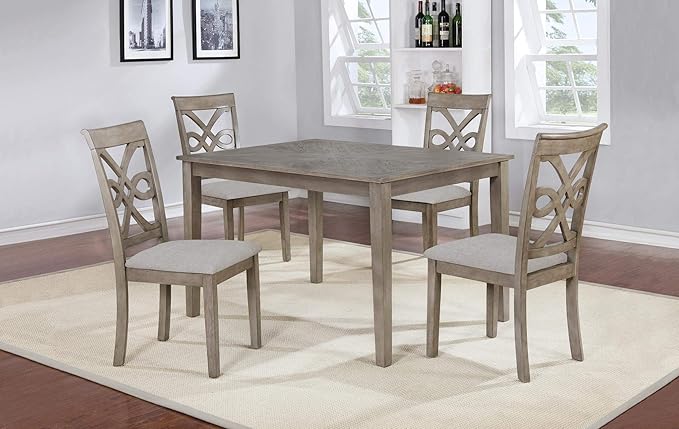 5Pc Modern Wood Rectangular Kitchen/Dining Room Table Set