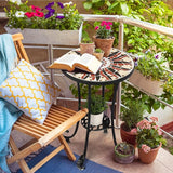 Mosaic Outdoor Side Table, 14" Round End Table, Accent Table, Plant Stand Ideal