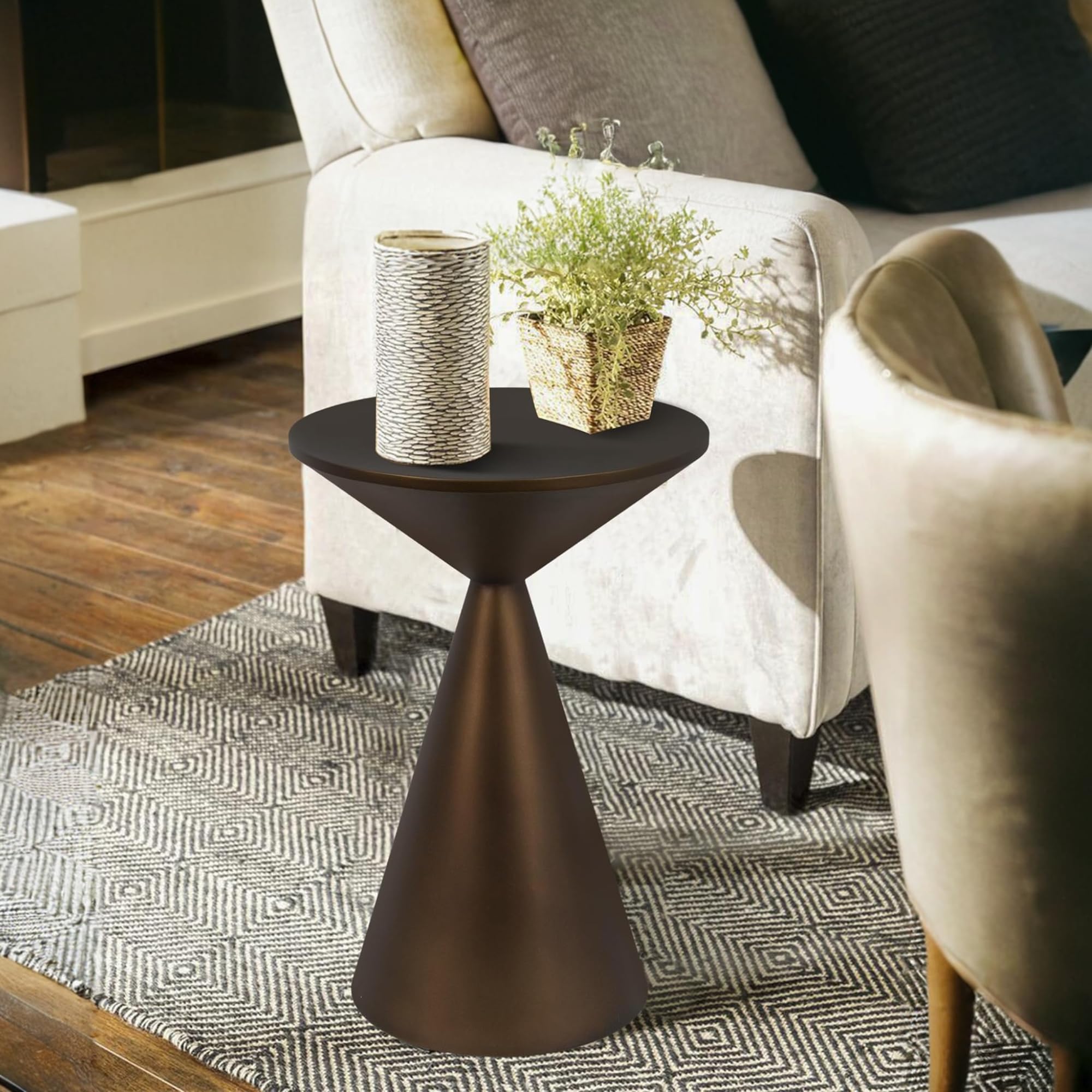 Small Drink Table, Round Martini Table, Drum End Table Side Table