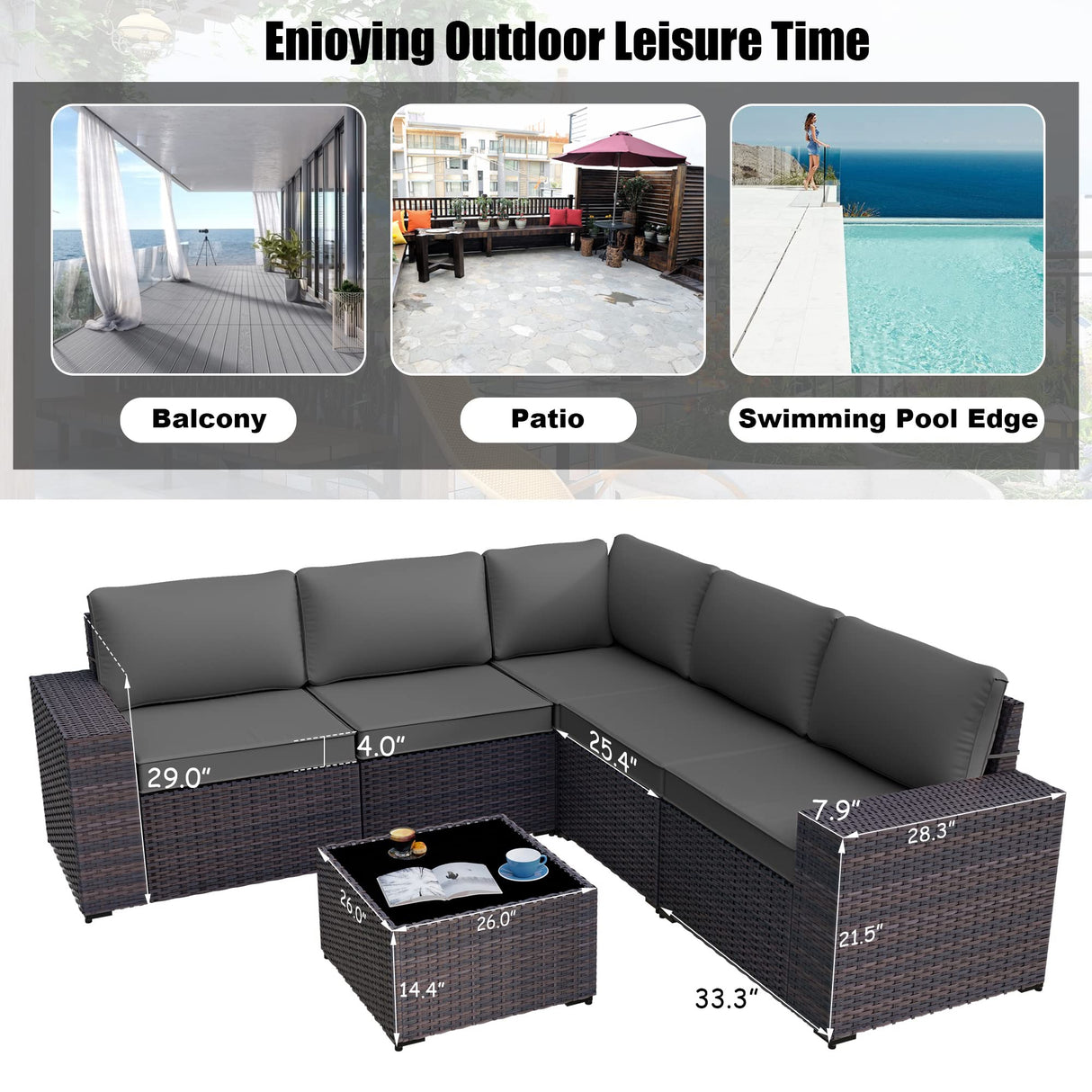 Waterproof Outdoor Patio Set, Modern All-Weather  Patio Furniture Sets