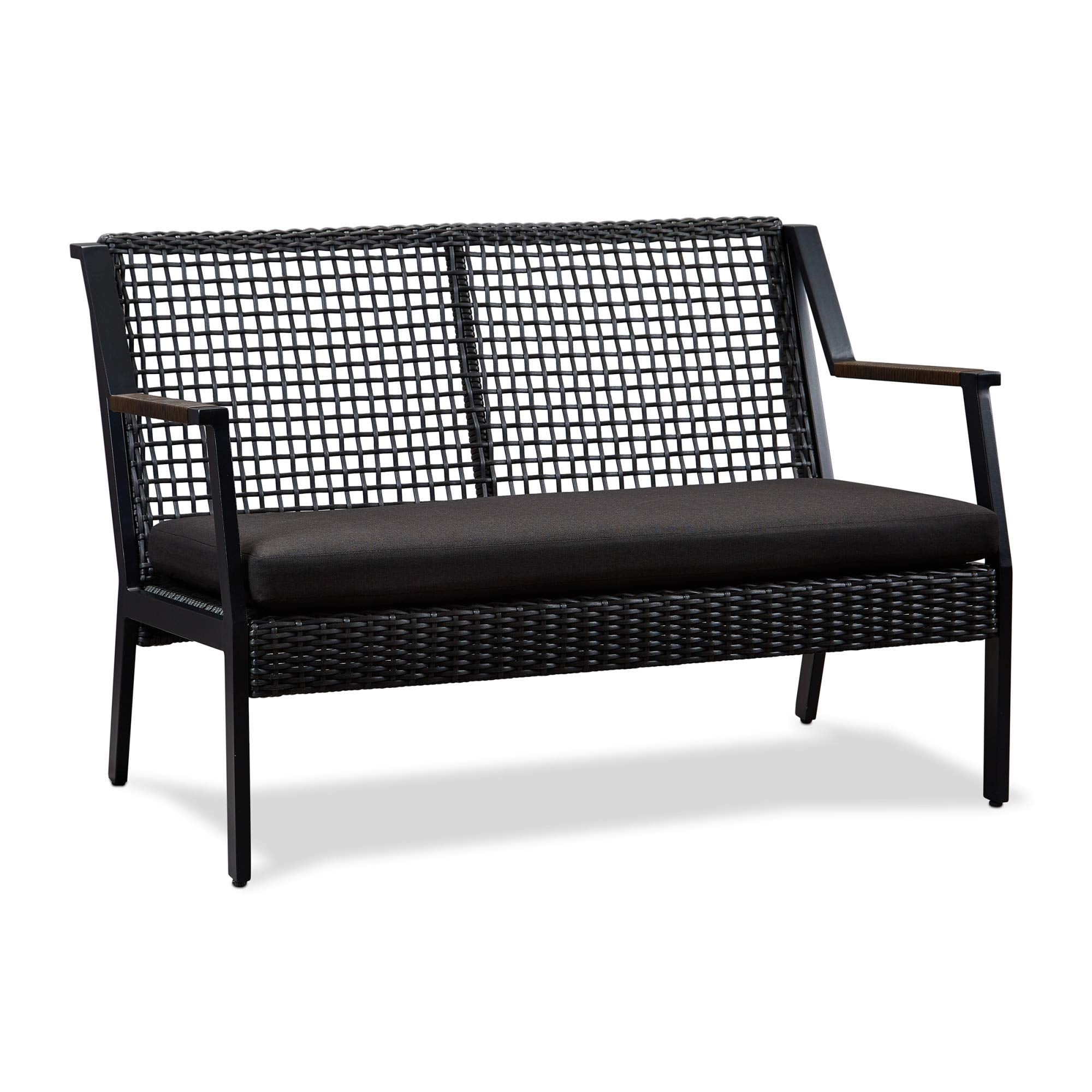 Calvin Outdoor Loveseat, Two-Seater Couch, Powdered Aluminum Frame