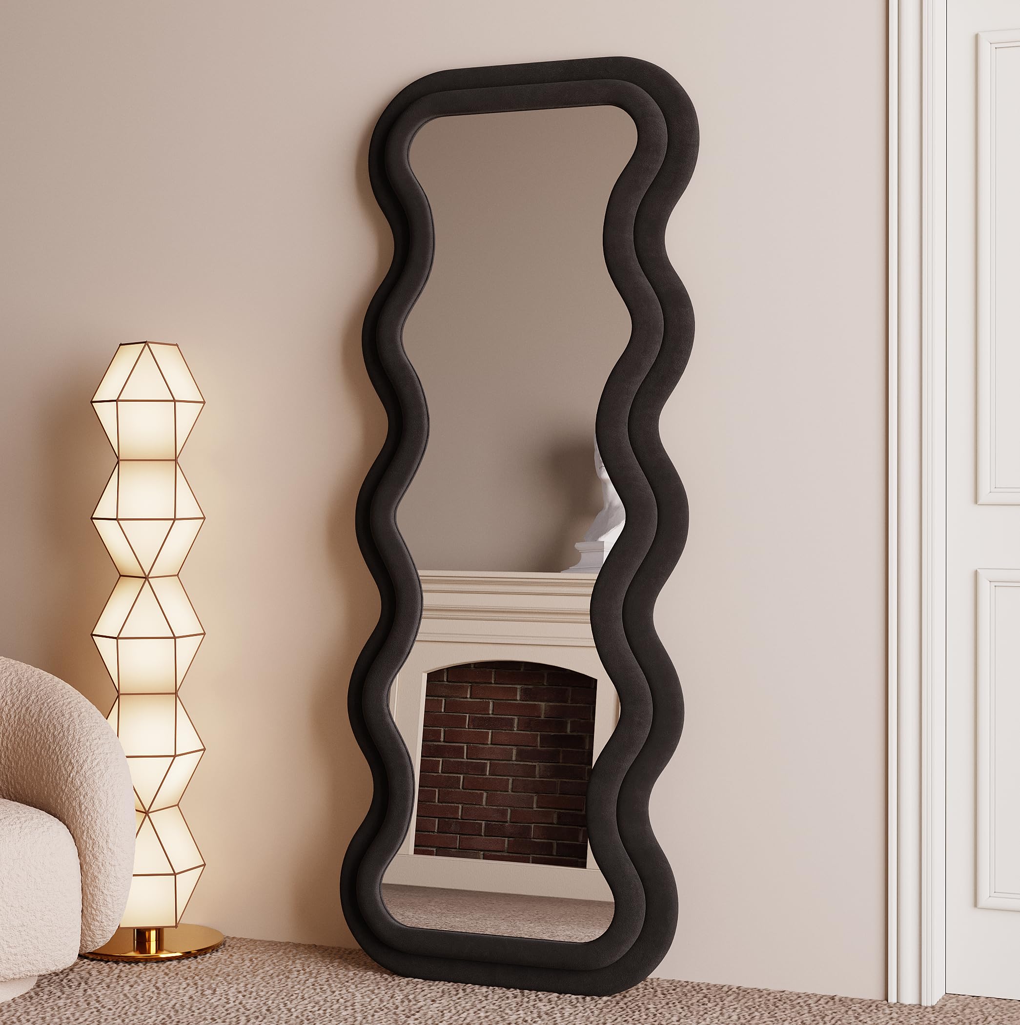 Full Length Wall Mirror 63" x 24" - Irregular Wavy Frame Floor Mirror