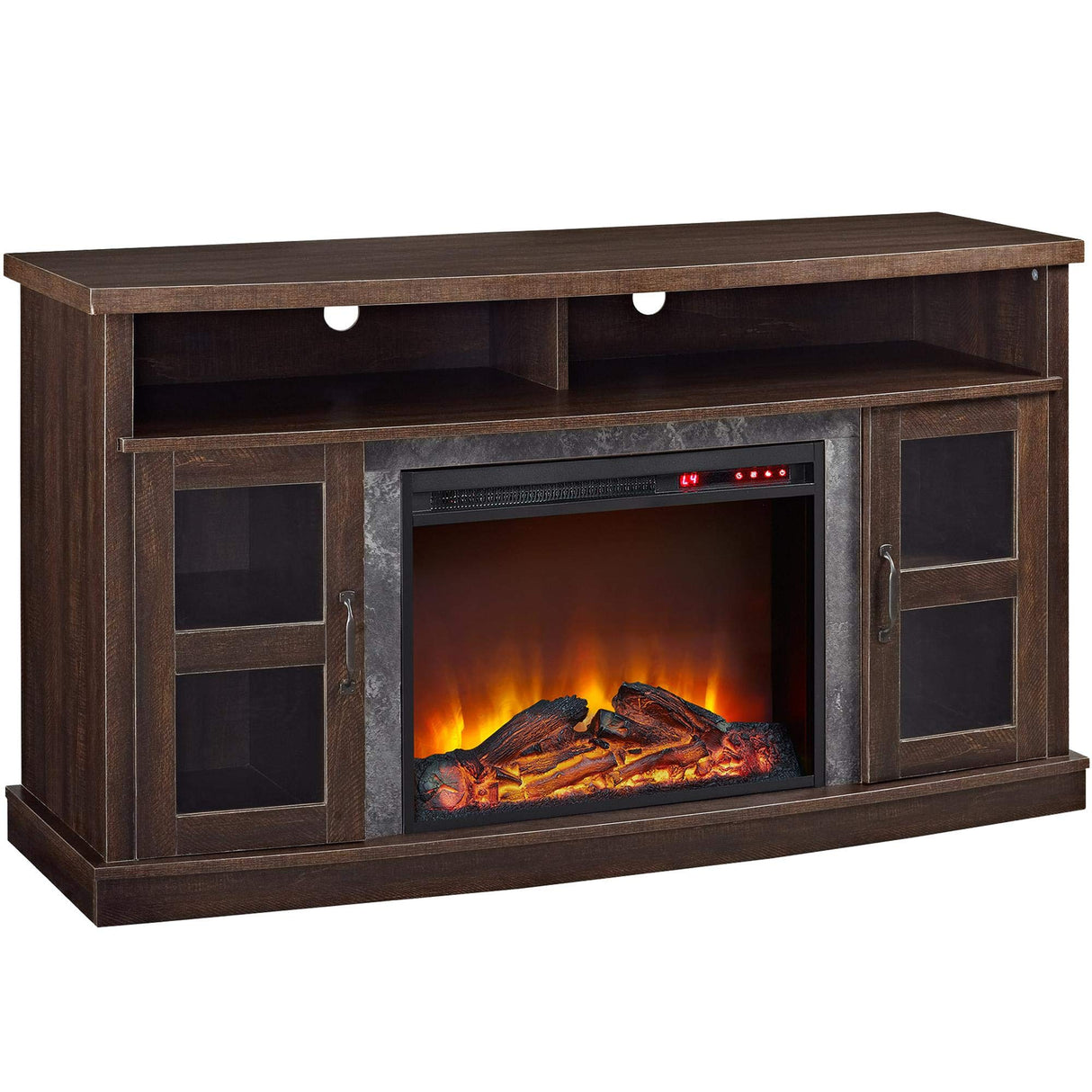 Barrow Creek Fireplace Console with Glass Doors for TVs up to 60", Espresso