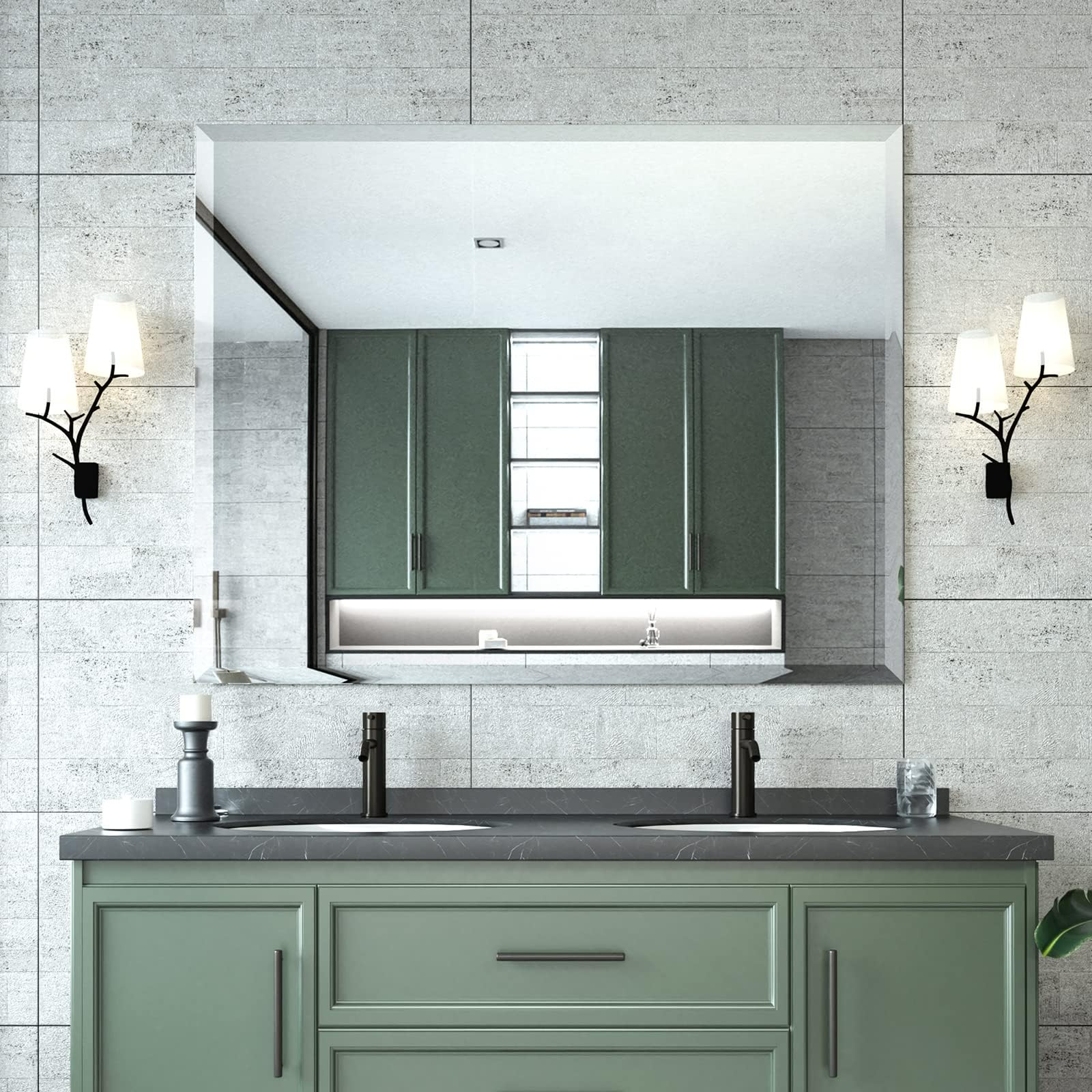 Mirror, Bathroom Mirrors for Wall , Frameless Rectangle Bathroom Mirror