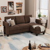 Convertible Sectional 3 L-Shaped Couch Soft Seat with Modern Linen Fabric