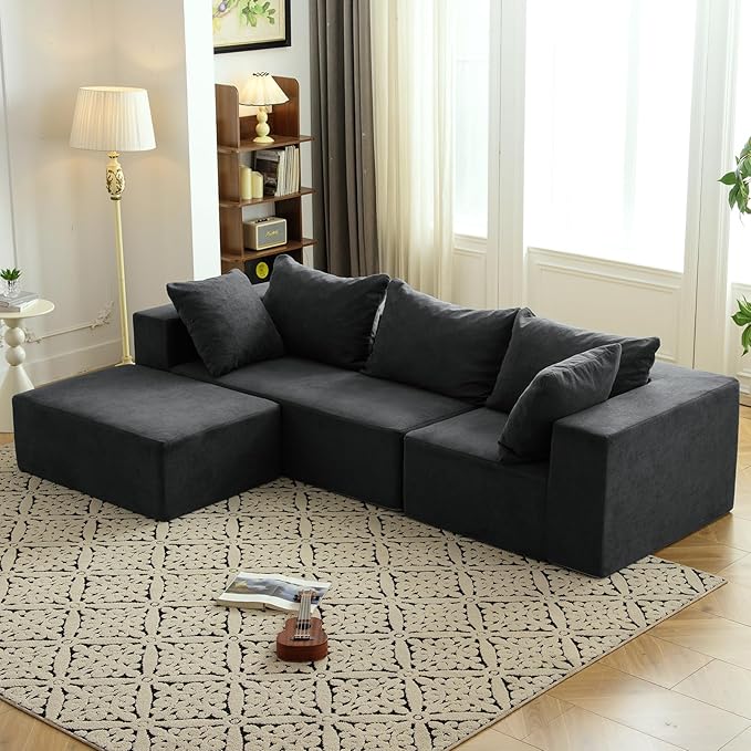 Modular Sectional Sofa with Chaise, Modern L Shaped Cloud Couch with Deep Seat